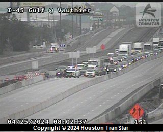 Photo from, Transtar of I45 traffic backup at 8:02 am on Thursday, 4/25/24