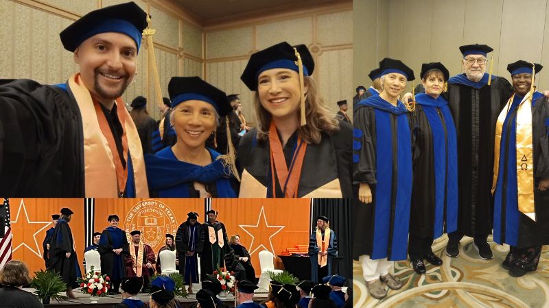 photo of graduates and professors at commencement