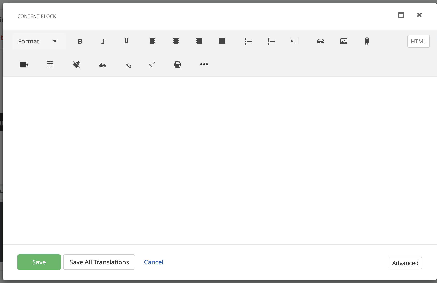 view of old content editor